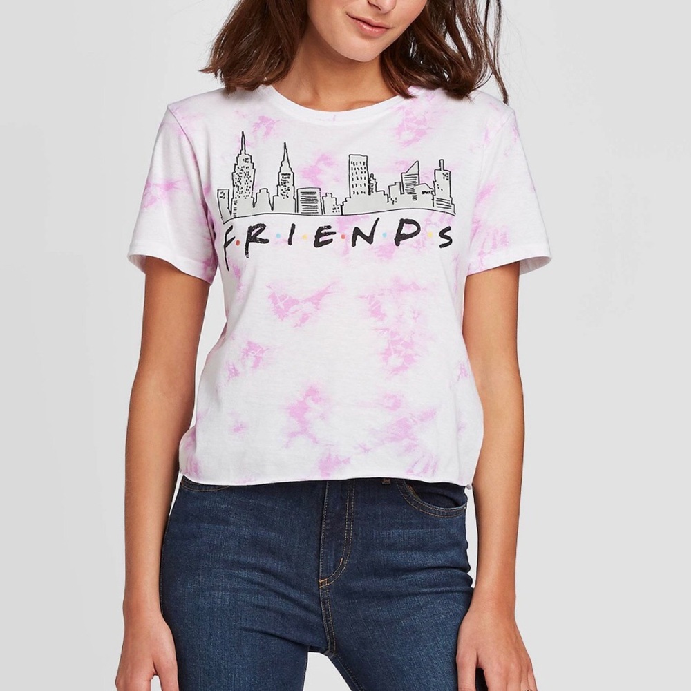 Friends tie dye pink t shirt